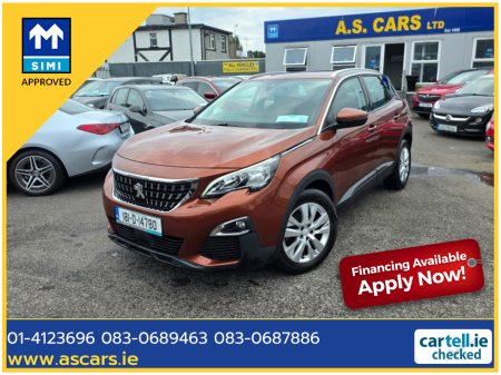 2018 Peugeot 3008 ACTIVE 1.6 BLUE HDI ** IRISH CAR ** REVERSE CAMERA & SENSORS ** APPLE CAR PLAY / ANDROID AUTO ** 2 KEYS ** EXCELLENT EXAMPLE ** €14,495