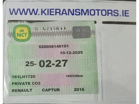 2016 Renault Captur 1.5 DCI INTENSE  : NCT 02/27 : Tax to 04/26 €10,750