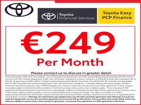 2022 Toyota Yaris - Hybrid - New Generation - Luna Edition - 1.5 - 5dr - Auto - Excellent Features - EUR 160 Tax // Remote Central Locking // Front Electric Windows // Rear Electric Windows // Electric Mirrors // Finge €20,899