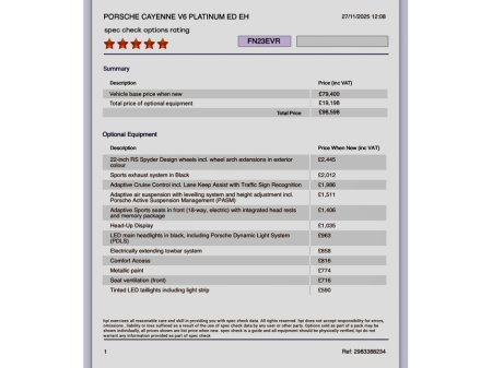 2023 Porsche Cayenne VAT Q PORSCHE CAYENNE V6 PLATINUM SPECIAL ORDER,PANORAMIC SKY LOUNGE,360 CAMERAS ,HEAD-UP DISPLAY,OVER 30000k eur EXTRAS SPEC COUPE €92,850