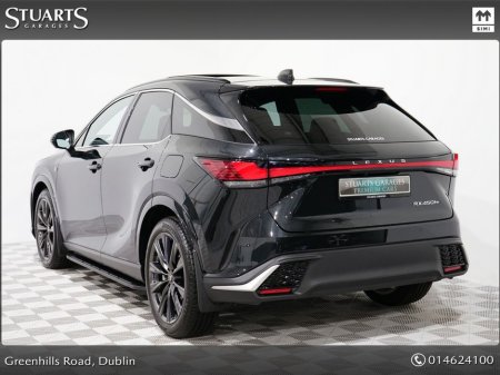 2025 Lexus RX 450h+ RX450+ PHEV F-SPORT: GRAPHITE BLACK METALLIC, BLACK LEATHER WITH BLACK HOLOGRAM INLAYS, 21” BLACK GLOSS 10 SPOKE ALLOYS, RUNNING BOARDS €83,945