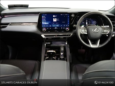 2025 Lexus RX 450h+ RX450+ PHEV F-SPORT: GRAPHITE BLACK METALLIC, BLACK LEATHER WITH BLACK HOLOGRAM INLAYS, 21” BLACK GLOSS 10 SPOKE ALLOYS, RUNNING BOARDS €83,945