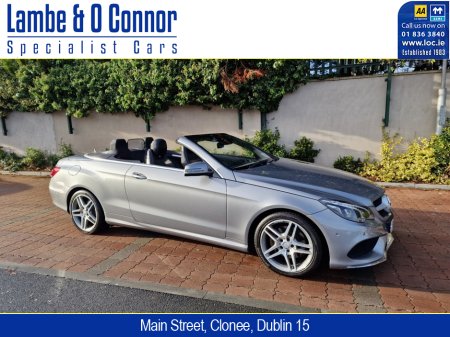 2016 Mercedes-Benz E Class E220  AMG LINE CONVERTIBLE *****   PALLADIUM SILVER METALIC / BLACK LEATHER ****  ACTIVE PARK ASSIST ****  DYNAMIC LED HEADLAMPS  ***    AMG DOUBLE-SPOKE WHEELS *** HEATED SEATS *** €24,950