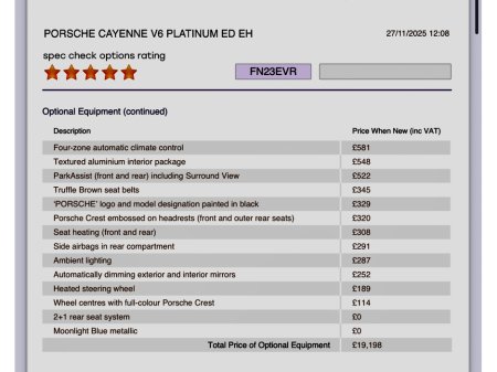 2023 Porsche Cayenne VAT Q PORSCHE CAYENNE V6 PLATINUM SPECIAL ORDER,PANORAMIC SKY LOUNGE,360 CAMERAS ,HEAD-UP DISPLAY,OVER 30000k eur EXTRAS SPEC COUPE €92,850