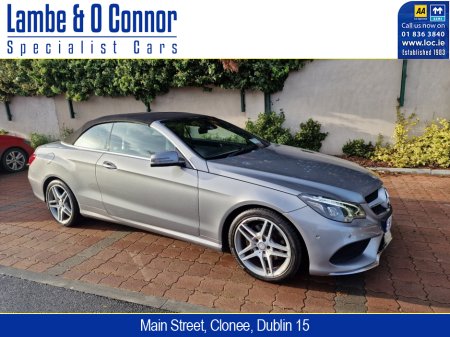 2016 Mercedes-Benz E Class E220  AMG LINE CONVERTIBLE *****   PALLADIUM SILVER METALIC / BLACK LEATHER ****  ACTIVE PARK ASSIST ****  DYNAMIC LED HEADLAMPS  ***    AMG DOUBLE-SPOKE WHEELS *** HEATED SEATS *** €24,950