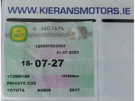 2017 Toyota Auris 1.4 D-4D LUNA  ; Only 112,000 kms : Rev Camera : NCT 07/27 ..TAX to 06/26 €15,500
