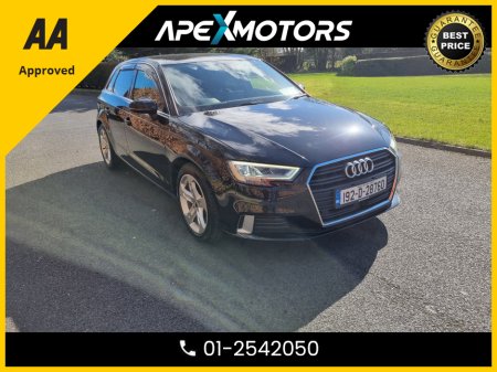 2019 Audi A3 Sportback FINANCE ARRANGED * 30 TFSI SPORT LUXURY PKG * HEATED BLACK LEATHER INTERIOR * DIGITAL DASH * AA APPROVED  * 101 SAFETY CHECKLIST * AUTOMATIC (DSG) * IMMACULATE * COLOUR REVERSE CAMERA * TOP-SPEC €20,949