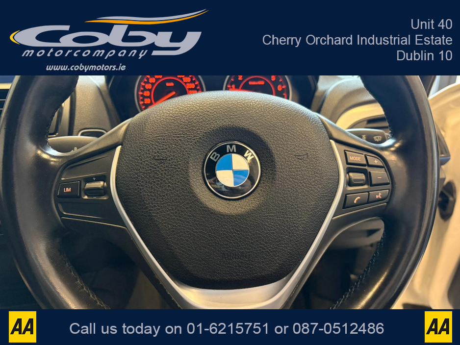 2012 BMW 1 Series 1.6 5DR AUTO M-Sport . NCT Cruise Control, Dual Climate Control, Alloy Wheels, Revers Camera, Bluetooth, Folding Rear Seats, CD Player & more. €9,950
