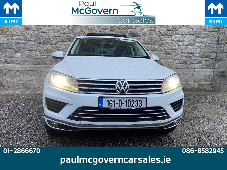 2016 Volkswagen Touareg CV 3.0 TDI 262BHP V6 5DR AUTO 5 SEATER COMMERCIAL**//**ELECTRIC TOWBAR**//**€333 ROAD TAX**//**FULL LEATHER**//**PANAROMIC ROOF**//**DOE 09 2026**//**PEARL WHITE**//**HEATED SEATS! €19,995