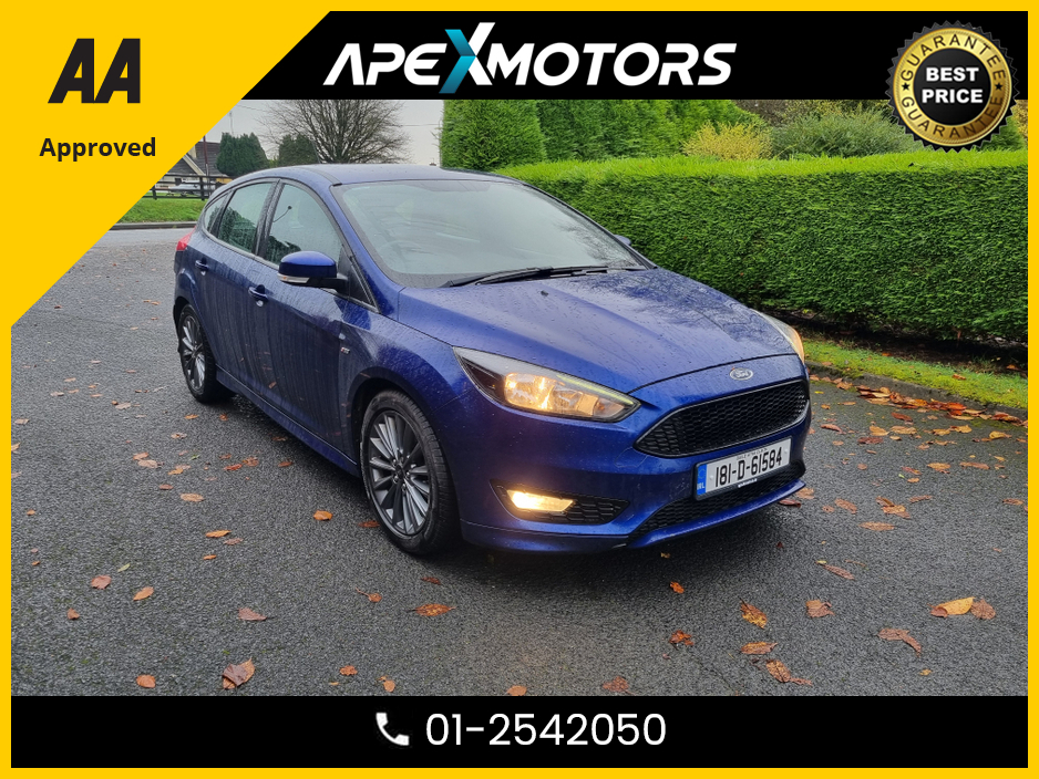 2018 Ford Focus FINANCE ARRANGED * ST-LINE 120PS 5DR * NEW NCT OCT-27 * ONE OWNER FROM NEW * IMMACULATE * STAMPED SERVICE HISTORY * AA APPROVED * 101 SAFETY CHECKLIST * HEATED SEATS * COLOUR REVERSE CAMERA * TOP-SPEC €12,449