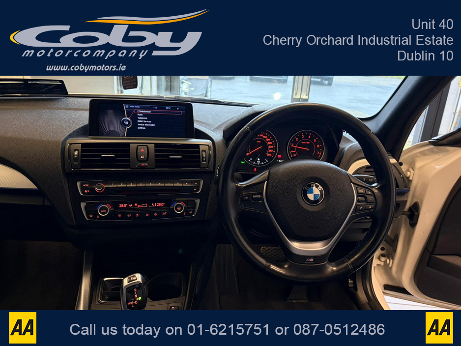 2012 BMW 1 Series 1.6 5DR AUTO M-Sport . NCT Cruise Control, Dual Climate Control, Alloy Wheels, Revers Camera, Bluetooth, Folding Rear Seats, CD Player & more. €9,950