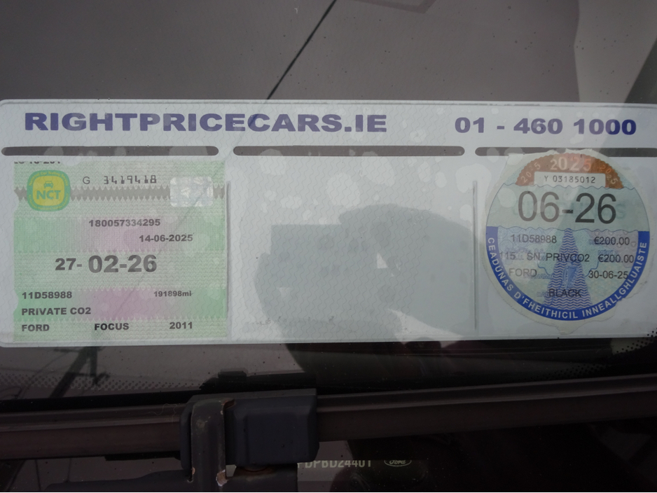 2011 Ford Focus 1.6 TDCI SPORT 108BHP 5 DOOR TAXED AND NCT'D KEY 170 €2,950