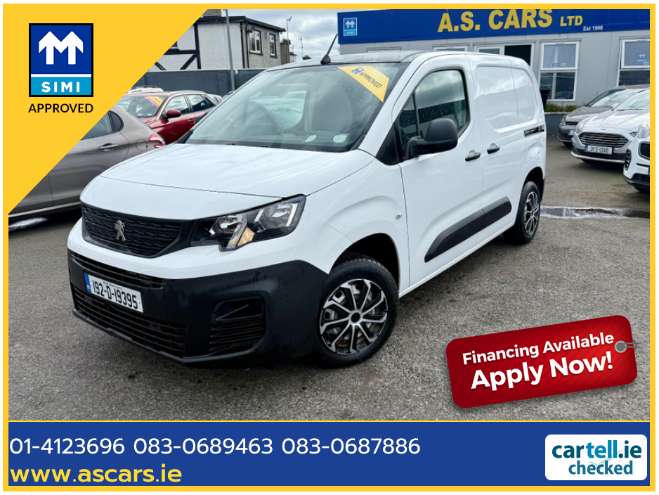 2019 Peugeot Partner ACTIVE 1.6 BLUEHDI 650KG ** 3 SEATER ** 1 OWNER IRISH VEHICLE **  FULL MAIN DEALER HISTORY ** NEW MODEL ** PRICE PLUS VAT ** €7,995