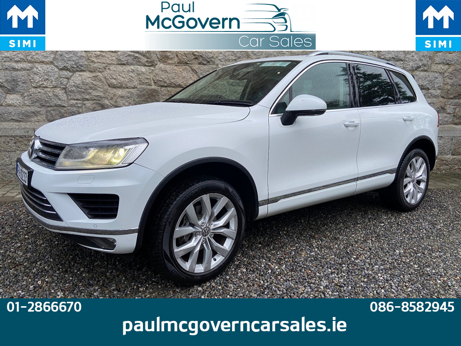 2016 Volkswagen Touareg CV 3.0 TDI 262BHP V6 5DR AUTO 5 SEATER COMMERCIAL**//**ELECTRIC TOWBAR**//**€333 ROAD TAX**//**FULL LEATHER**//**PANAROMIC ROOF**//**DOE 09 2026**//**PEARL WHITE**//**HEATED SEATS! €19,995