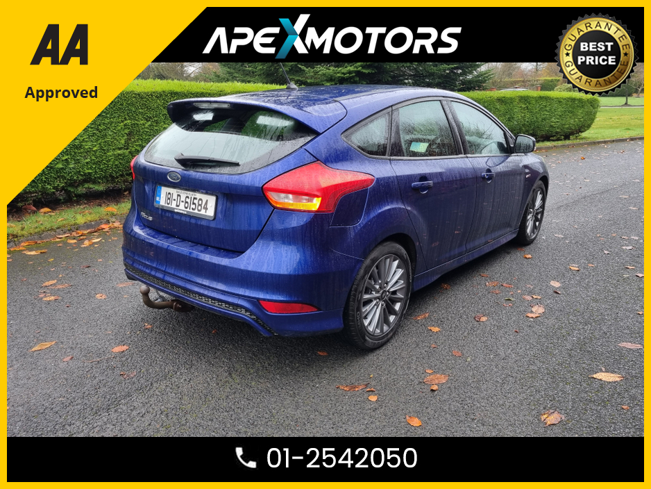 2018 Ford Focus FINANCE ARRANGED * ST-LINE 120PS 5DR * NEW NCT OCT-27 * ONE OWNER FROM NEW * IMMACULATE * STAMPED SERVICE HISTORY * AA APPROVED * 101 SAFETY CHECKLIST * HEATED SEATS * COLOUR REVERSE CAMERA * TOP-SPEC €12,449