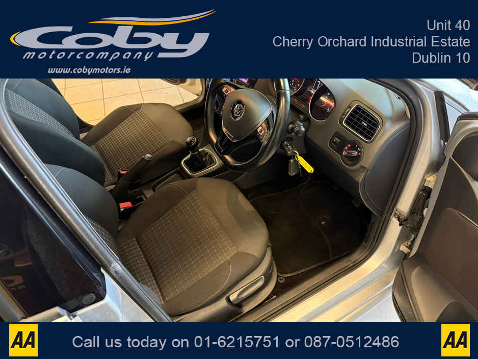 2014 Volkswagen Polo 1.0 75HP MANUAL 5SPEED 5DR. NCT & TAX, Sat Nav, Alloy Wheels, Car Play, Touch Screen, MFSW, Air Con, AUTO Wipers, Full Electrics, 2 Keys, Folding Rear Seats, Luggage Cover and more. €9,950