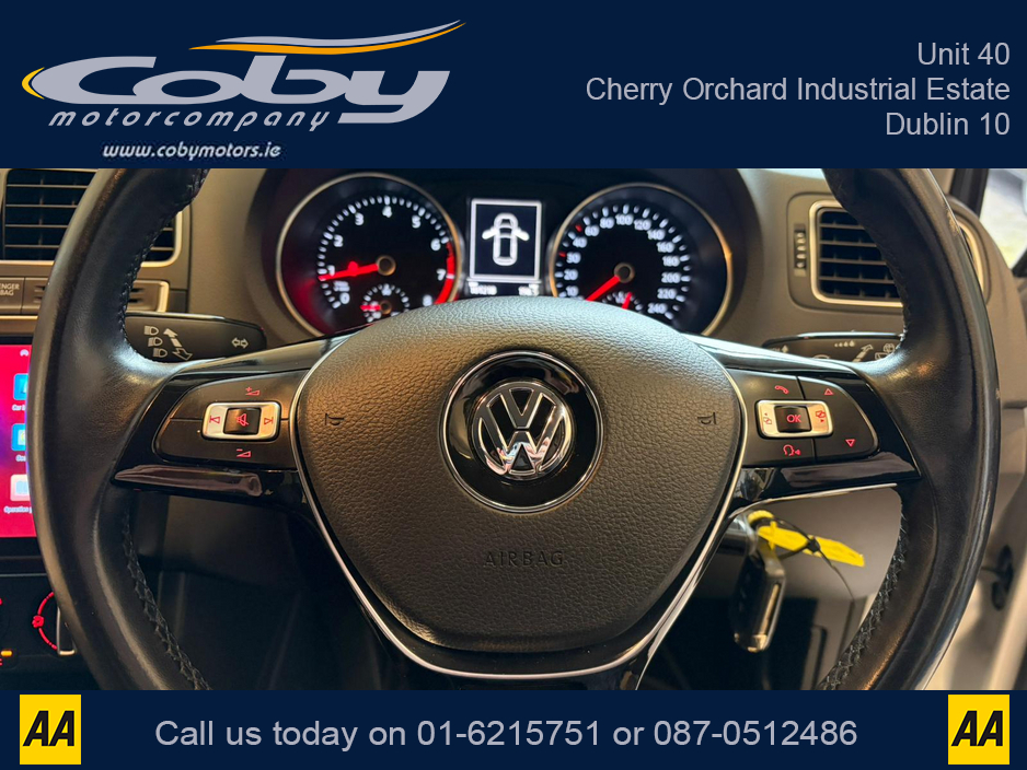 2014 Volkswagen Polo 1.0 75HP MANUAL 5SPEED 5DR. NCT & TAX, Sat Nav, Alloy Wheels, Car Play, Touch Screen, MFSW, Air Con, AUTO Wipers, Full Electrics, 2 Keys, Folding Rear Seats, Luggage Cover and more. €9,950