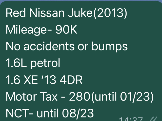 2013 Nissan Juke 1.6 XE '13 4DR €8,000